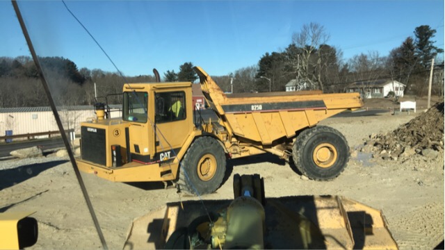 Yellow CAT dump truck